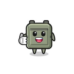 school bag mascot doing thumbs up gesture