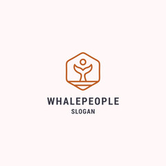 Whale people logo icon design template vector illustration