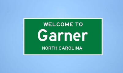 Garner, North Carolina city limit sign. Town sign from the USA. - obrazy, fototapety, plakaty