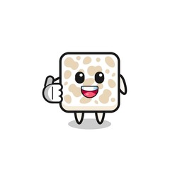 tempeh mascot doing thumbs up gesture