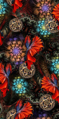 abstract background with some ornaments and ornamental fish