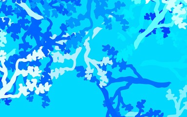 Fototapeta na wymiar Light BLUE vector abstract design with leaves, branches.