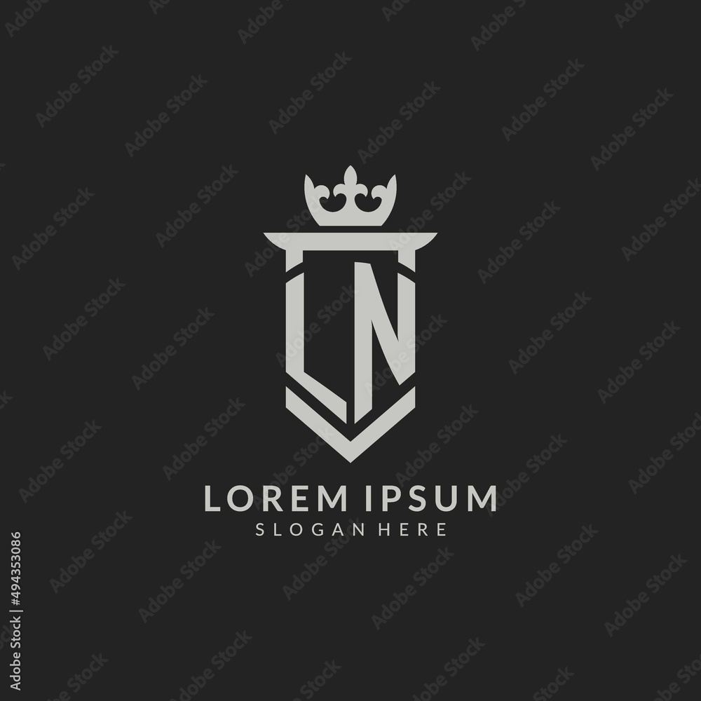 Wall mural Initial LN shield and crown logo style - Wall murals