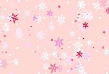 Light Pink vector background with beautiful snowflakes.