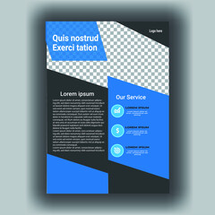 business brochure flyer design layout template in A4 size, with blur background