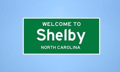 Shelby, North Carolina city limit sign. Town sign from the USA.