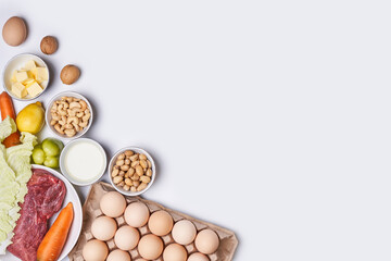 Ketogenic diet. Ingredients for keto diet. High good fat, healthy food. Ingredients for healthy foods selection. Balanced healthy ingredients of unsaturated fats for the heart and blood vessels.