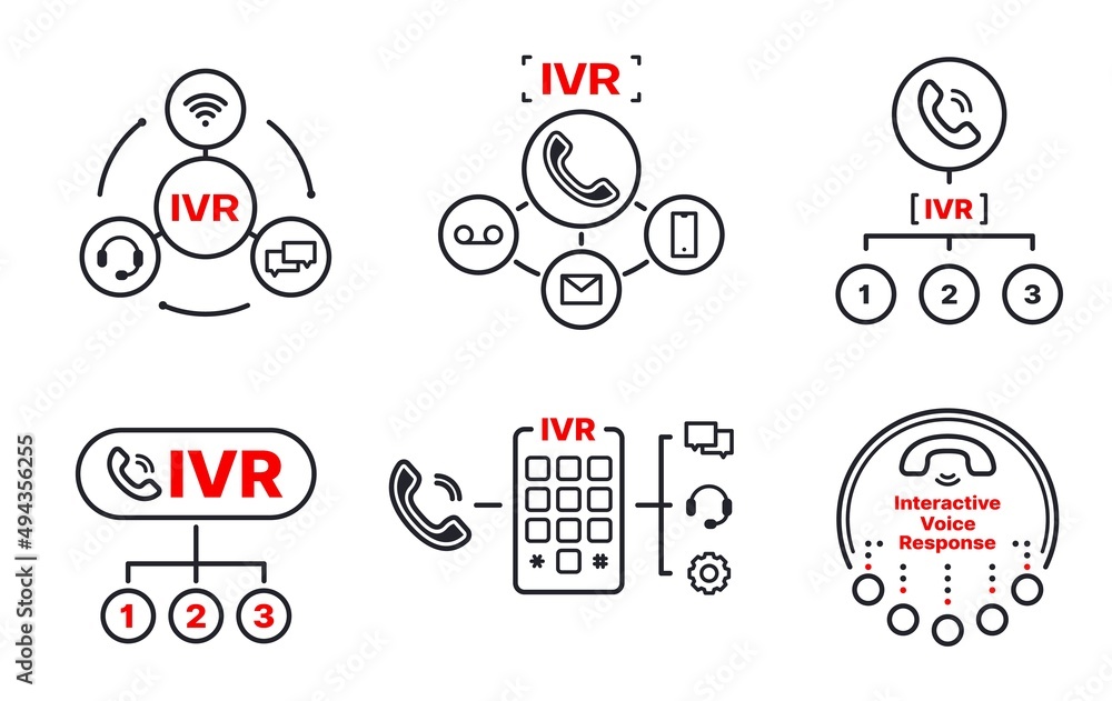 Poster ivr icons, interactive voice response application for telephony automated phone call, vector mic sym