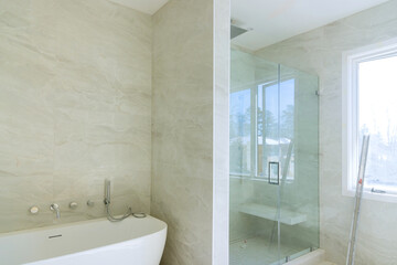 Modern design bathroom interior an open in shower