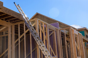 Framing beam of new house under construction home framing