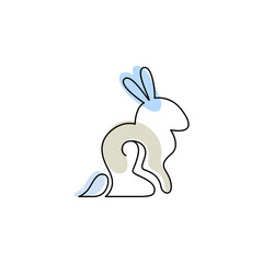 One line Rabbit, Rabbit line drawing, Rabbit line art, Rabbit line art logo