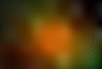 Dark Green, Yellow vector background with curved lines.