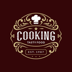 Luxury ornamental restaurant chef kitchen logo