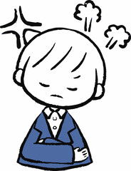 何かにプンプンと怒るスーツ姿の男性のイラスト