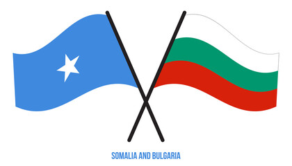 Somalia and Bulgaria Flags Crossed And Waving Flat Style. Official Proportion. Correct Colors.