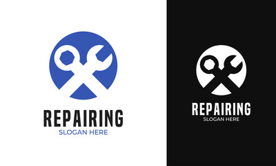 Simple wrench logo design for a mechanic with maintenance concept