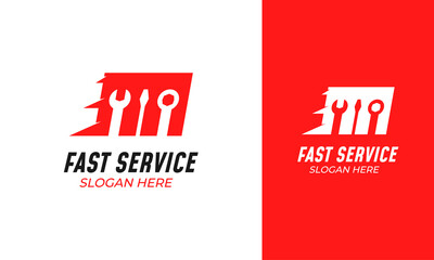 Service tools logo design with the fast concept for the workshop