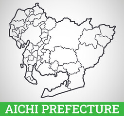 Simple outline map of Aichi Prefecture. Vector graphic illustration.