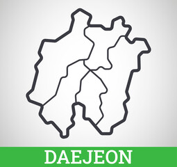 Simple outline map of Daejeon with regions. Vector graphic illustration.