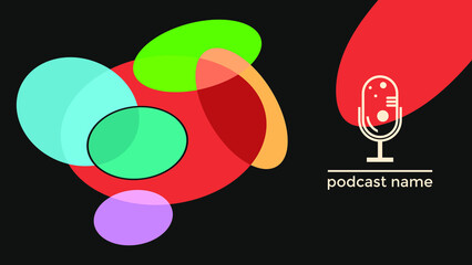 ABSTRACT TEMPLATE PODCAST MICROPHONE FLAT COLOR LIQUID DESIGN BACKGROUND VECTOR. GOOD FOR COVER DESIGN, BANNER, WEB,SOCIAL MEDIA
