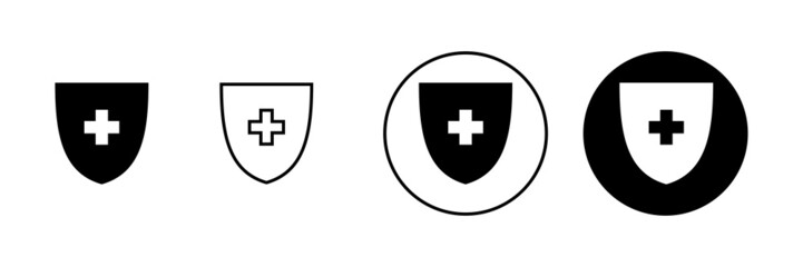 Health insurance icons set. Insurance health document sign and symbol