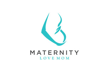 Beauty Abstract Pregnant Mom and Baby Heart logo design
