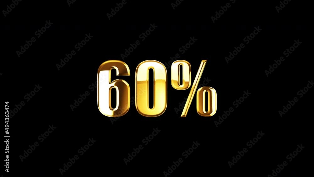 Poster percent sales golden text with light effect cinematic title background. 4k 3d rendering isolated tra