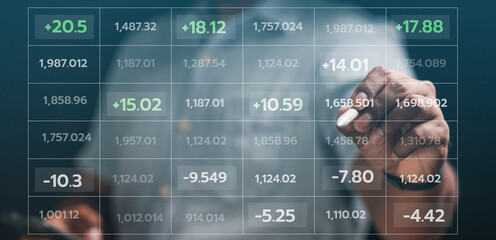 online stock trading business ideas Businessmen show the trend of driving digital currency to develop financial technology investment business. , online currency trading , market analysis
