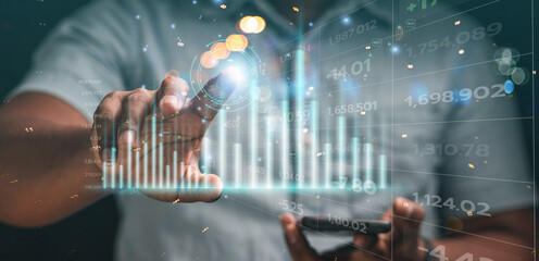 online stock trading business ideas Businessmen show the trend of driving digital currency to develop financial technology investment business. , online currency trading , market analysis
