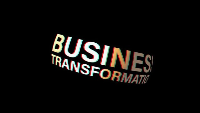 Business Transformation golden text twist with light effect cinematic Title Background. 4K 3D rendering isolated transparent element for Business Transformation title intro overlay. 
