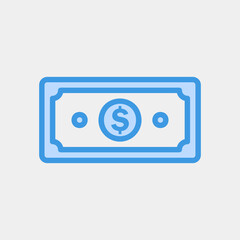 Money icon in blue style about currency, use for website mobile app presentation