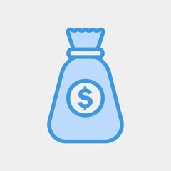 Money bag icon in blue style about currency, use for website mobile app presentation