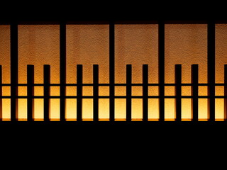 Tokyo, Japan - March 19, 2022: Ornamental sash or paper screen or shoji in Japan
