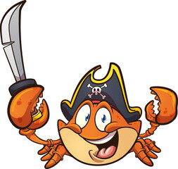 Pirate crab character holding a sword. Vector illustration with simple gradients. All on a single layer.   © Memoangeles