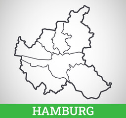 Simple outline map of Hamburg, Germany. Vector graphic illustration.