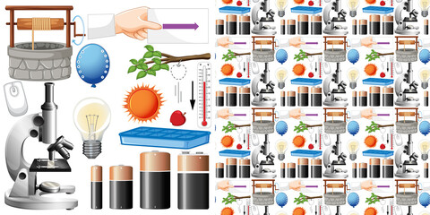 Seamless background with science equipments