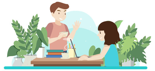 People at workplace concept in flat design