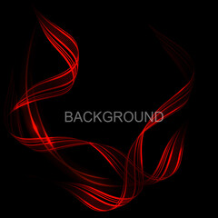 Fototapeta na wymiar Curled abstract pattern in red hue on a black background