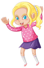 Cute girl standing on white ground