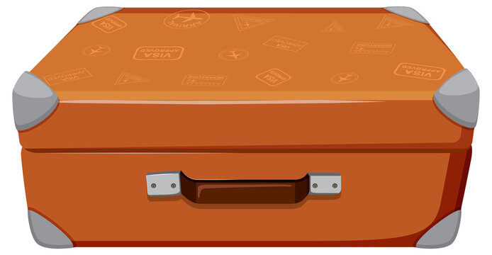 A vintage leather suitcase on white background