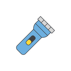 Camping flashlight, illuminate light torch icon in color icon, isolated on white background 