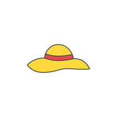 Hat, beach summer fashion icon in color icon, isolated on white background 