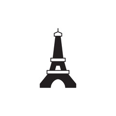 Eiffel tower, monument landmark icon in black flat glyph, filled style isolated on white background