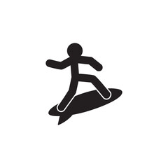 Surfing, beach vacation sports icon in black flat glyph, filled style isolated on white background