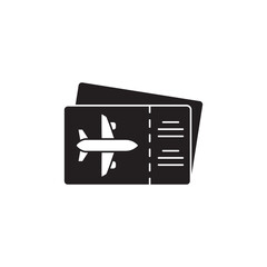 Boarding pass icon in black flat glyph, filled style isolated on white background