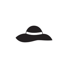 Hat, beach summer fashion icon in black flat glyph, filled style isolated on white background