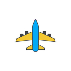 Airplane, flight plane transportation icon in color icon, isolated on white background 