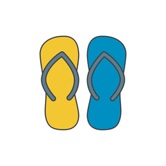 Flip flops, footwear slippers icon in color icon, isolated on white background 