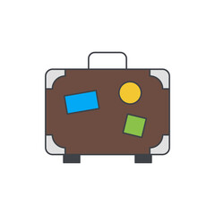 Suitcase travel, vacation icon in color icon, isolated on white background 