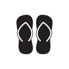 Flip flops, footwear slippers icon in black flat glyph, filled style isolated on white background